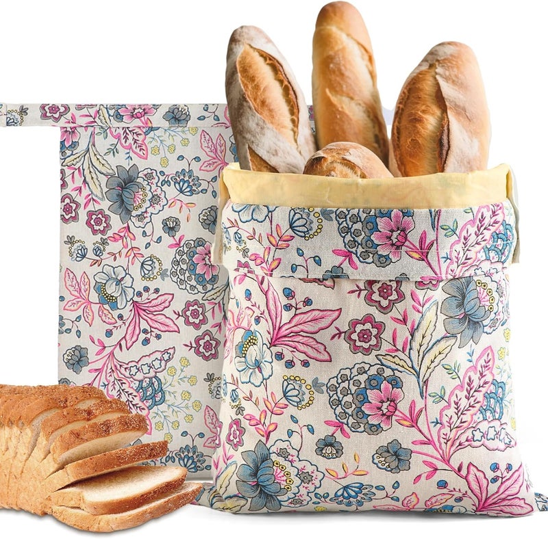 bomis Reusable Bread Bags for Homemade Bread, 2 Pack XL Cotton Beeswax Bag for Sourdough, Beeswax Bags, Sourdough Storage Bag - Image 1